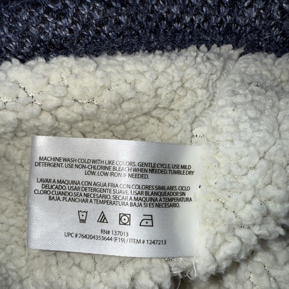 Orvis Quarter Zip Sherpa Lined Pullover Heavy Sweater Blue Super Soft‎ Men's L - Picture 9 of 13